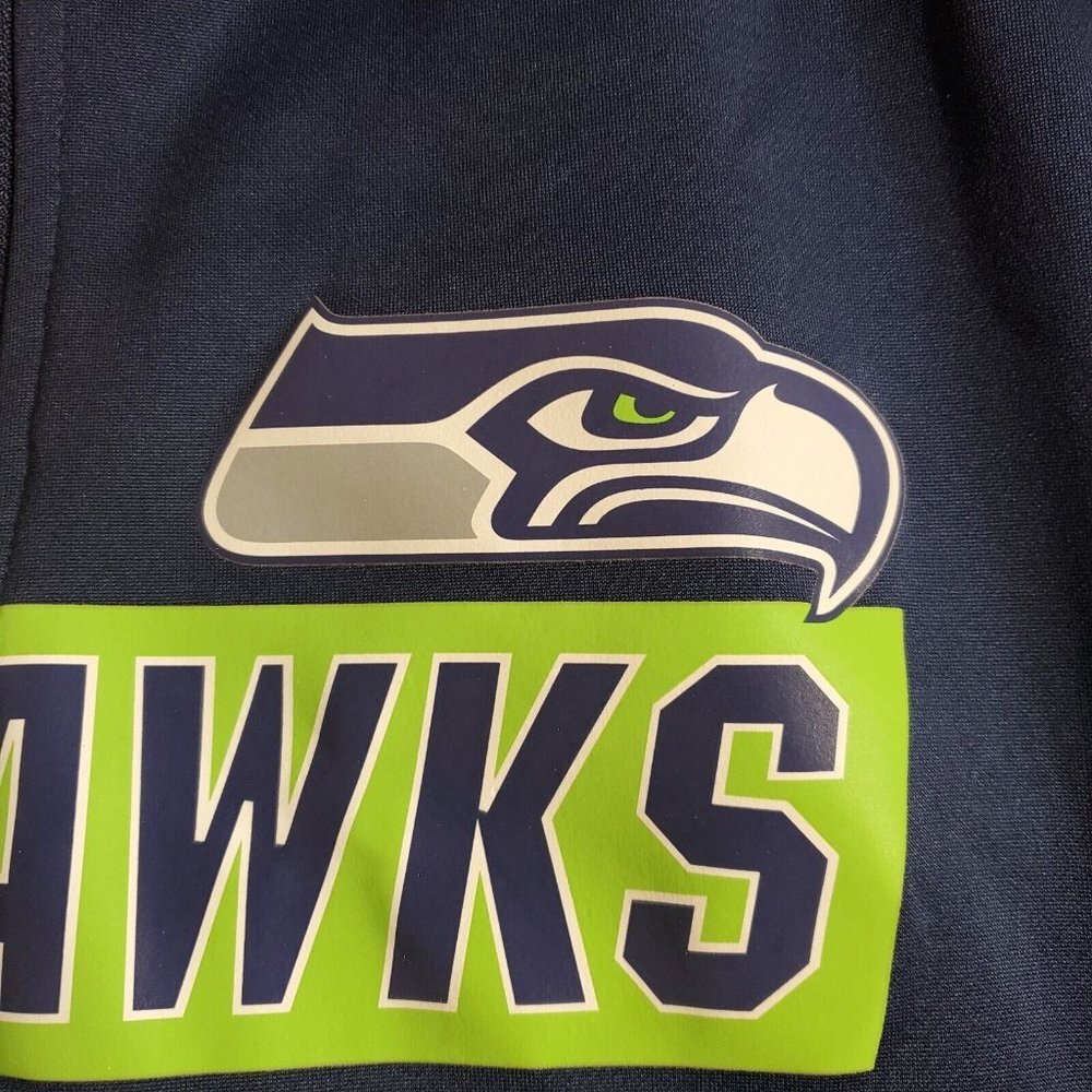 NFL Seattle Seahawks Majestic Zip Up Thermabase Size M Blue Logo Hooded Jacket - Picture 3 of 10